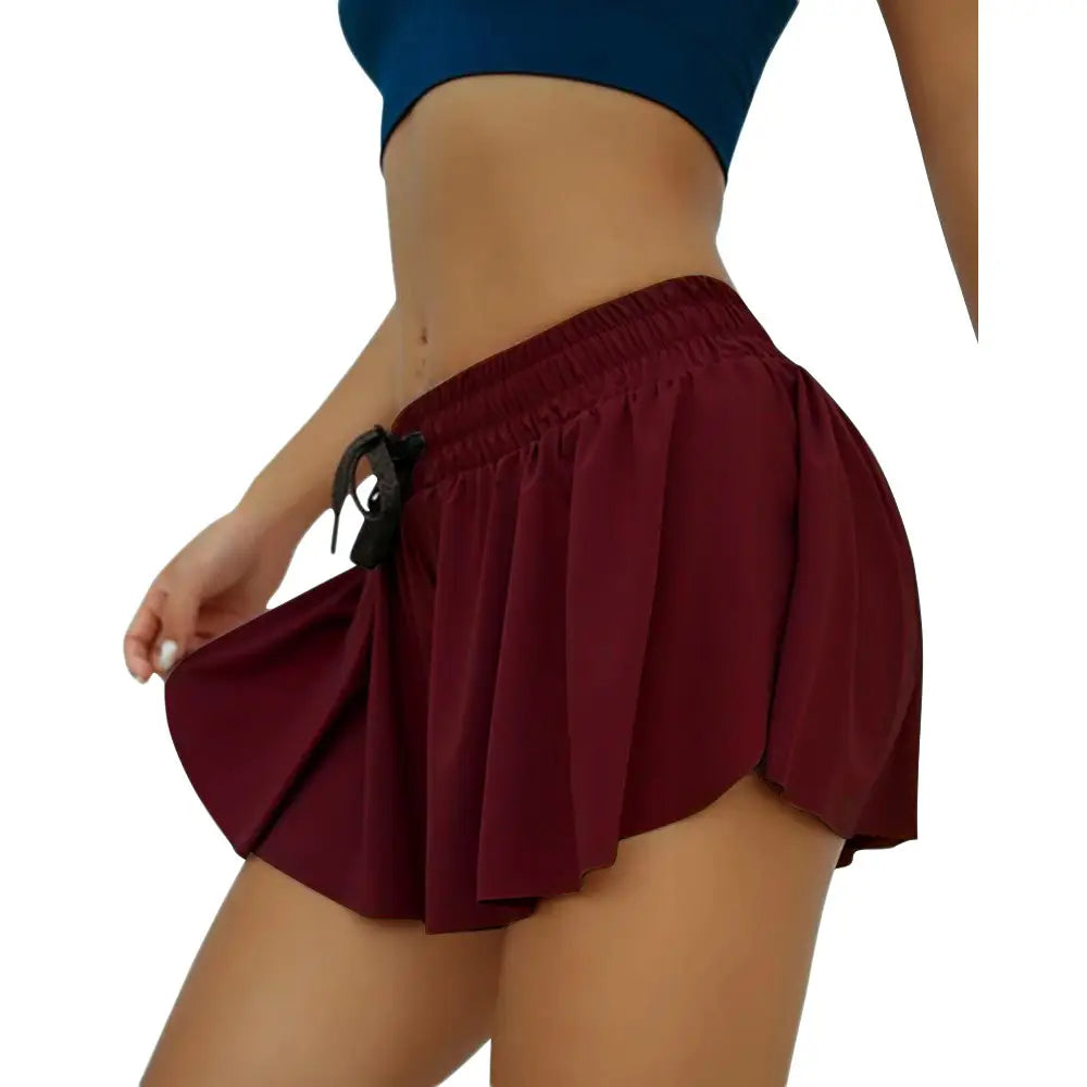 Drawstring Waist Side Split Breathable Sports Skort