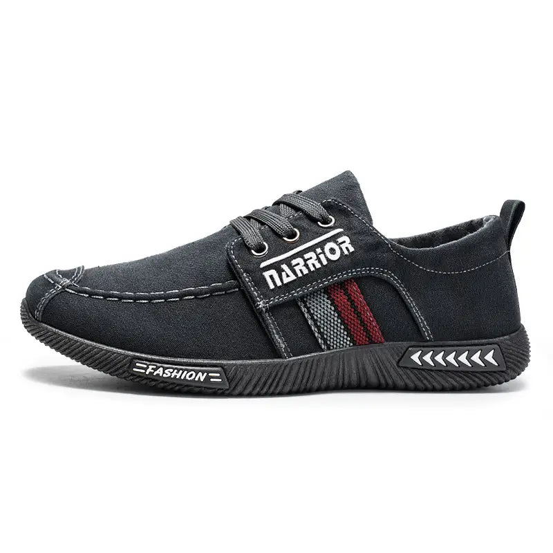 Men Side Stripe Washed Denim Canvas Shoes