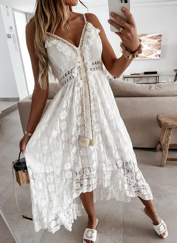 Floral Embroidery Lace Cami Maxi Dress