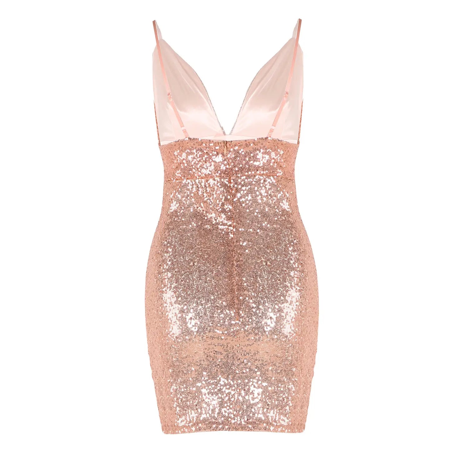 Plunging V-neck Sequin Bodycon Mini Cami Dress