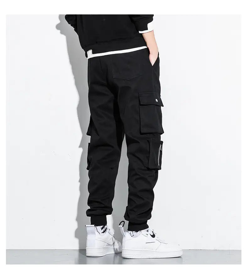 Men Drawstring Flap Multi-pocket Cargo Sport Pants