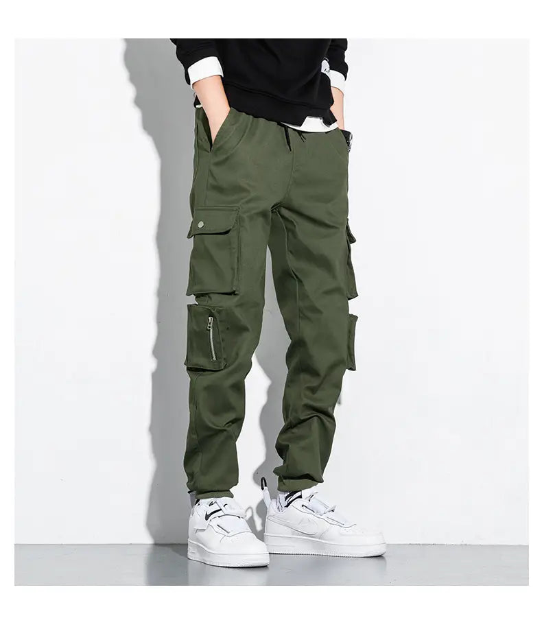 Men Drawstring Flap Multi-pocket Cargo Sport Pants