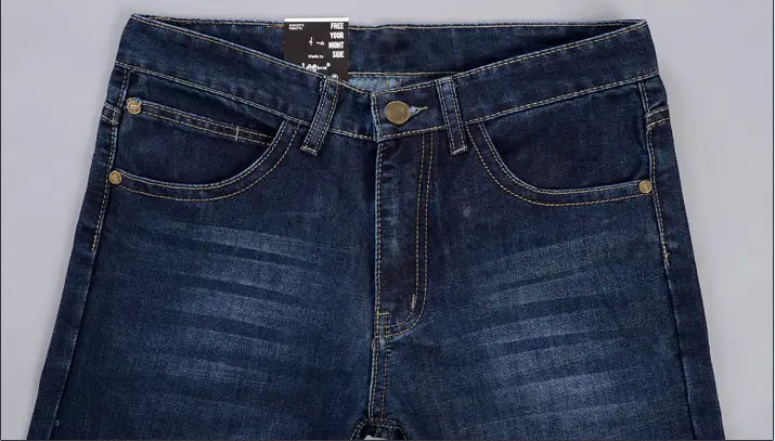 Men Flap Pocket Zipper Fly Straight Leg Washed Jeans