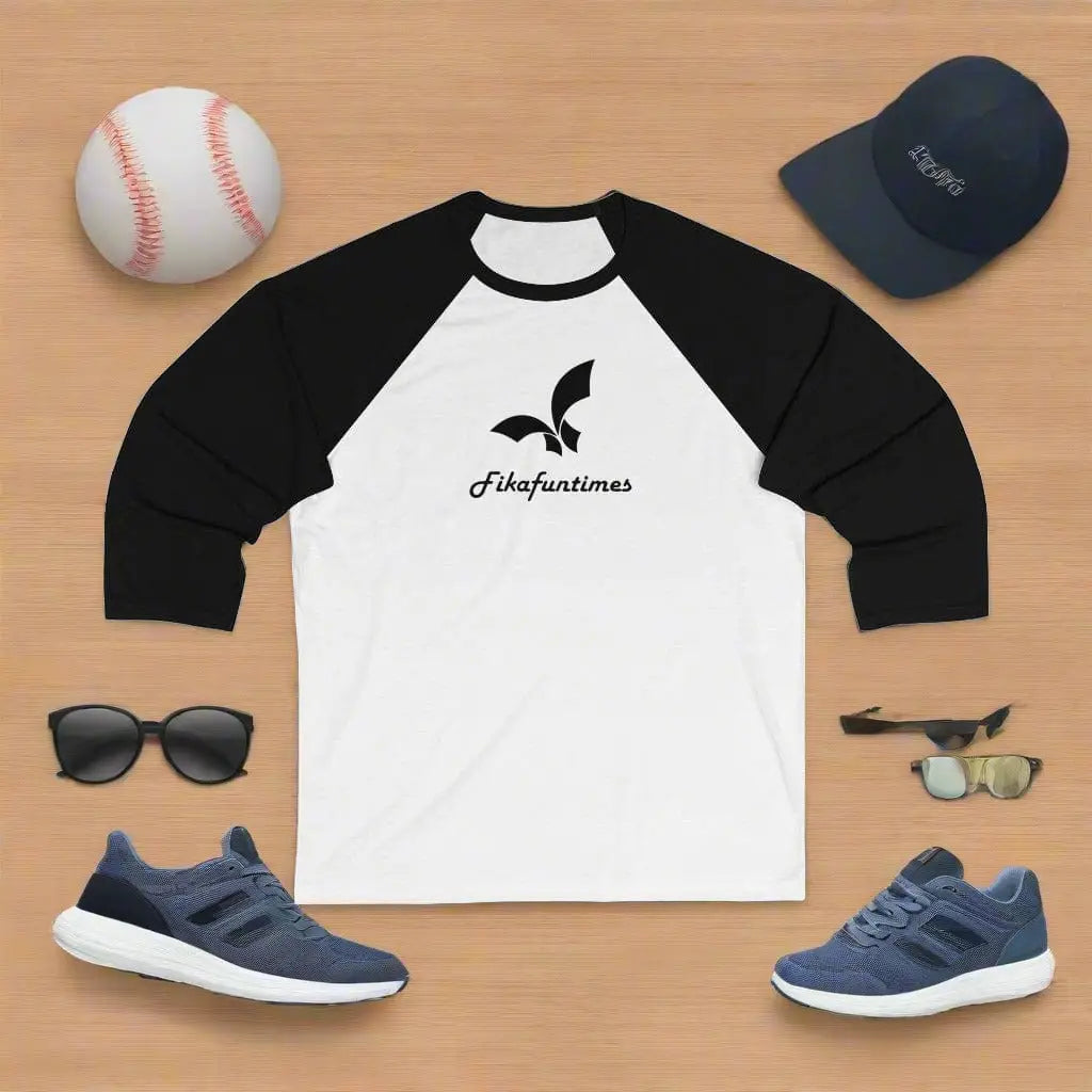 Unisex Fikafuntimes Logo Print Contrast Block Color Baseball T-shirt