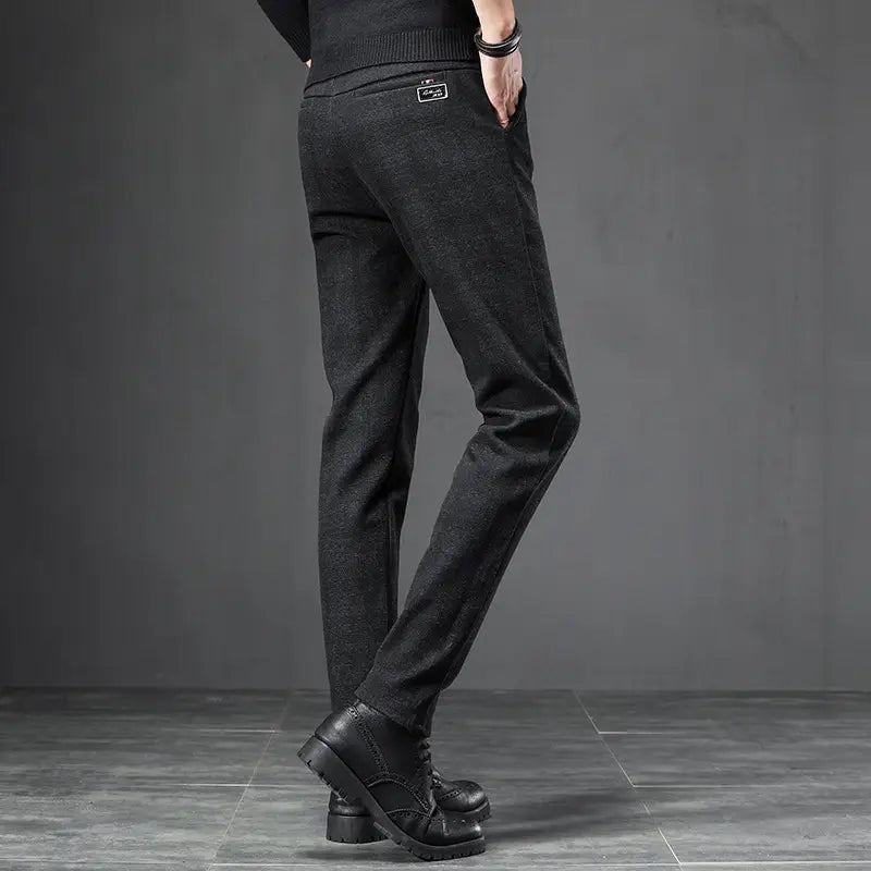 Men Slant Pocket Slim Fit Plaid Suit Pants